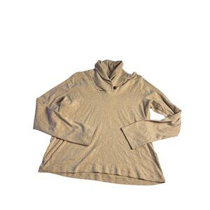 Lauren Ralph Lauren Sand Mock Neck Sweater Womens XL 100% Cotton ribbed detail